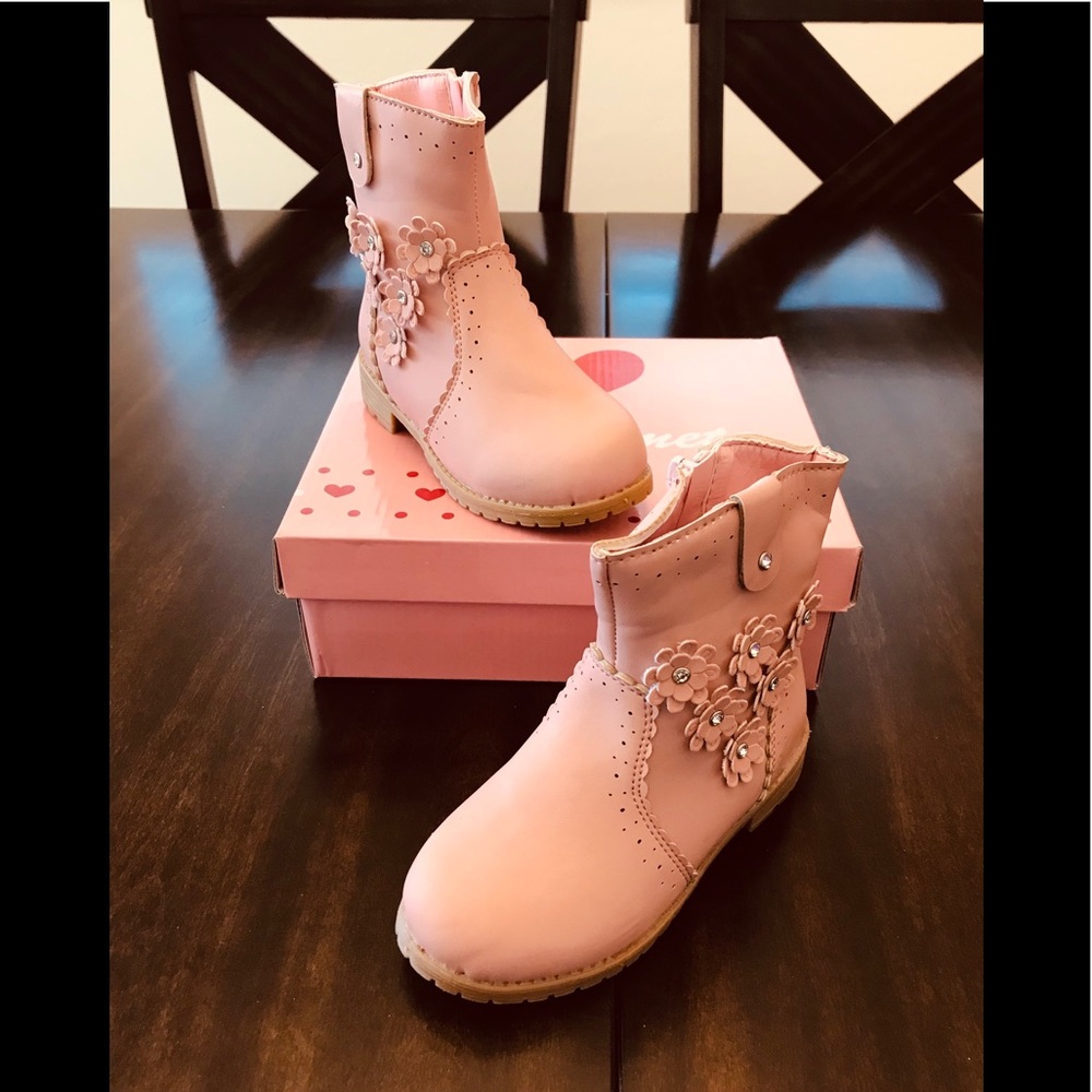 NEW Ameta Pink Bambi Floral Detail Boot - Picture 2 of 10